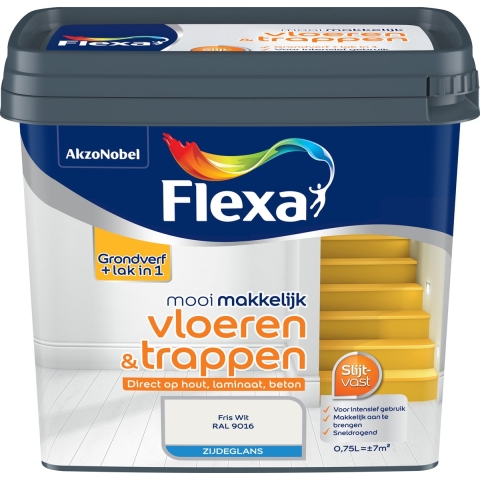 Flexa Mooi Makkelijk Vloeren&Trappen Zijdeglans - Ijswit - 0,75L