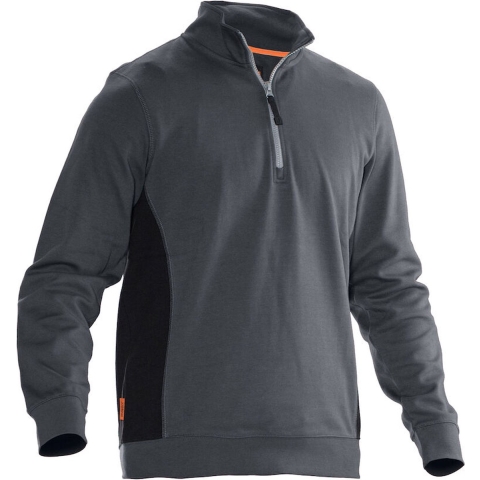 Jobman 5401 Sweatshirt Met Rits - Maat S - Grijs/Zwart
