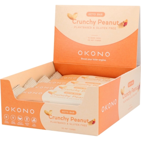 OKONO Keto Bar Crunchy Peanut | 12 x 40 g PROMO