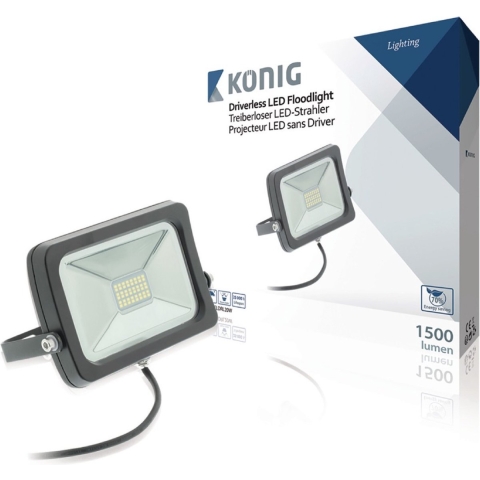 KÃ¶nig LED Floodlight zonder Driver 20 W 1500 lm Zwart