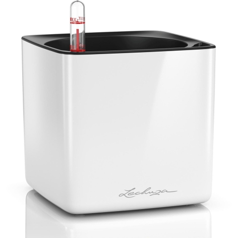 Lechuza Cube Glossy 14 13510 Plantcontainer Wit