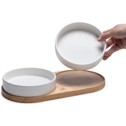 Designed by Lotte Dinerset Lojs - Voerbak Kat - Keramiek - Wit - 2x 400 ml