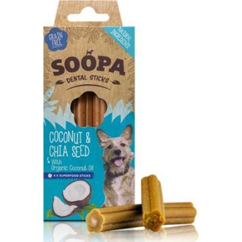 Soopa Dental Sticks kokosnoot & chiazaad voor de hond Per 5