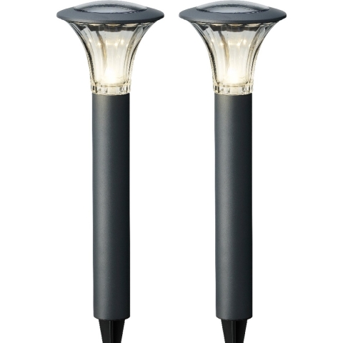 Lumineo Premium Solar Tuinsteker Set. Roestvrij Staal 15 Lumen Warm Wit.