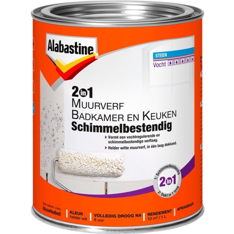 2in1 muurverf badkamer en keuken 1l - Alabastine