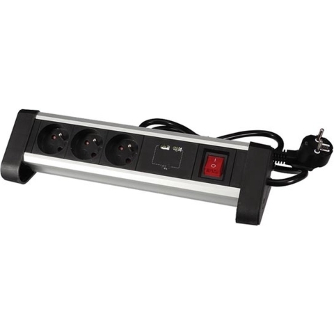 3-voudige desktop-stekkerdoos met 2 usb-poorten 2.4 a penaarde - Velleman