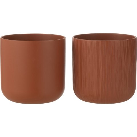 J-Line Bloempot Gen Keramiek Bruin Extra Large Assortiment Van 2