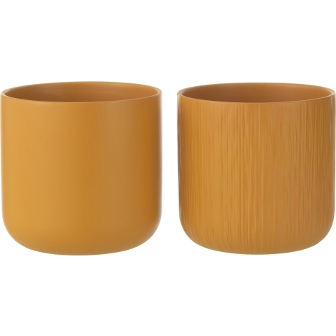 J-Line bloempot Gen - keramiek - oker - large - 2 stuks - Ø 18.5 cm
