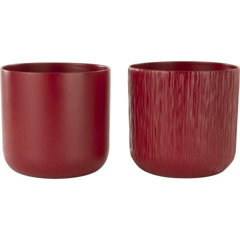 J-Line bloempot Gen - keramiek - rood - XXL - 2 stuks - Ø 26.5 cm