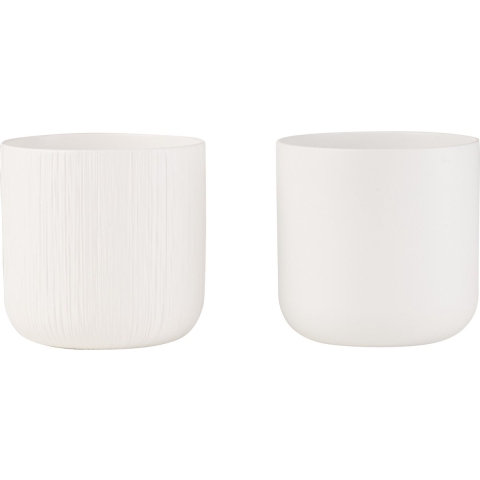 J-Line bloempot Gen - keramiek - wit - extra large - 2 stuks - Ø 21 cm