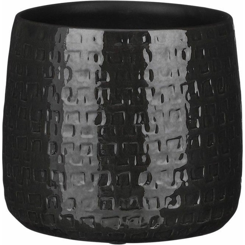 Mica Decorations Plantenpot - keramiek - zwart - 19 x 17 cm