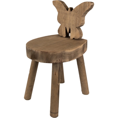 Clayre & Eef Plantentafeltje 18x19x34 cm Bruin Hout Vlinder
