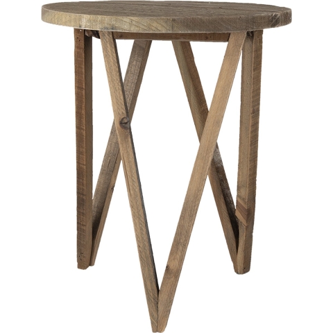 Clayre & Eef Plantentafeltje Ø 30x36 cm Bruin Hout Rond