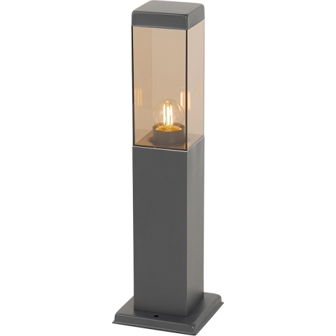 QAZQA Moderne buitenlamp paal donkergrijs met smoke 45 cm - Malios