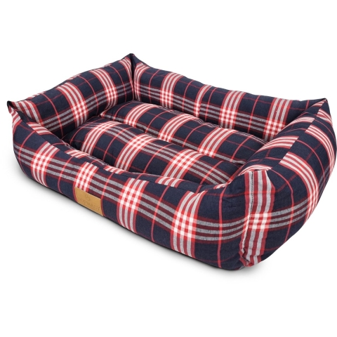 Topmast Dänish Hondenmand - Tartan Blauw & Rood - Medium - 62 x 44 x 22 cm