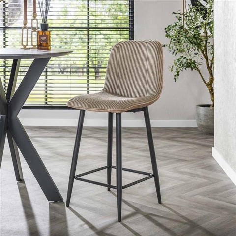 Hoyz Collection - Barstoel Rib - Rock Zandkleur - Set van 2