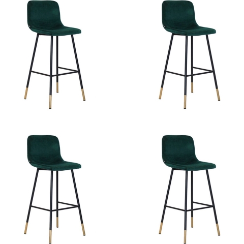 Bronx71 Velvet barkruk Mikky groen 68 - 79 cm - barkrukken set van 4