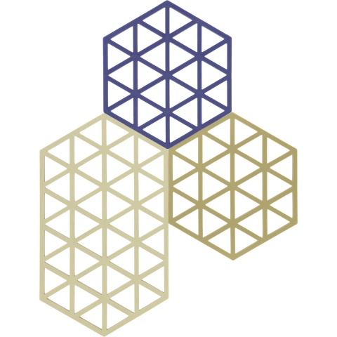 Zone - Triangles - Onderzetter Set/3 Khaki/Warm Sand/Indigo