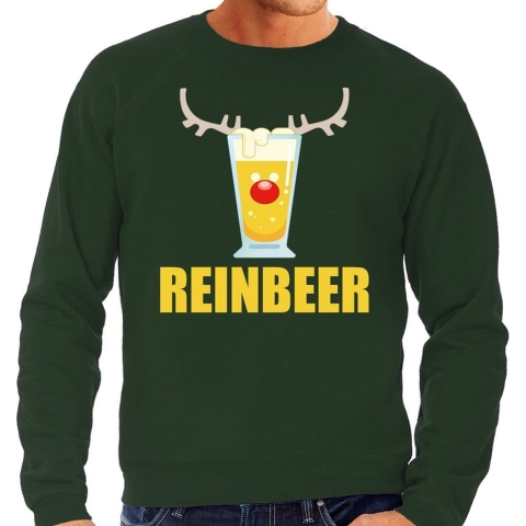 Grote maten foute kersttrui Reinbeer groen voor heren 3XL (58) -