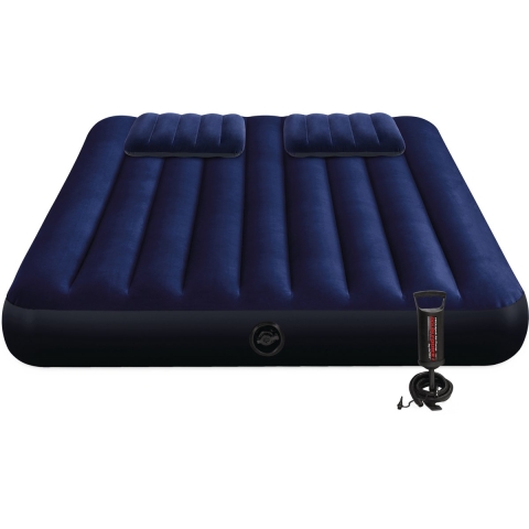 Intex 64765 Classic Downy Airbed + Kussens en Pomp 152x203x25 cm