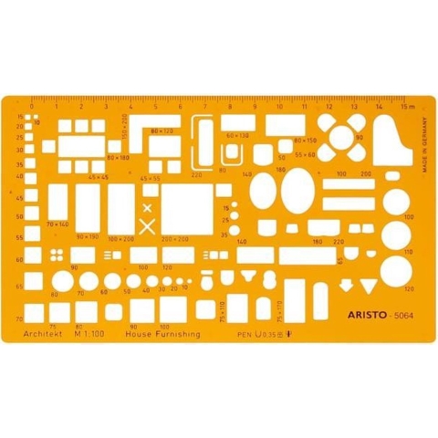 Aristo AR-5064 Architecten Meubelsjabloon Schaal 1:100 Oranje