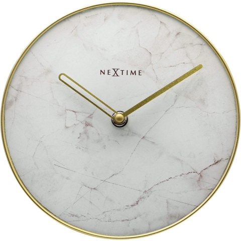 NeXtime NE-5222WI - Tafelklok - Ø 20 Cm - Glas / Metaal - Wit - 'Marble'