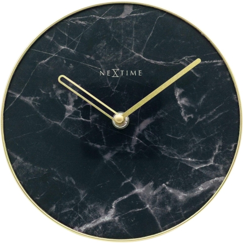 NeXtime NE-5222ZW Tafelklok Marble Table Dia 20cm Glas Zwart