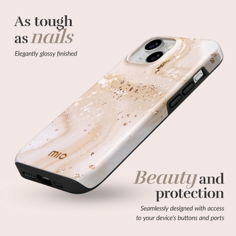 MIO By Mobilize Magsafe Compatible Telefoonhoesje Voor Apple Iphone 16 Pro Gold Marble