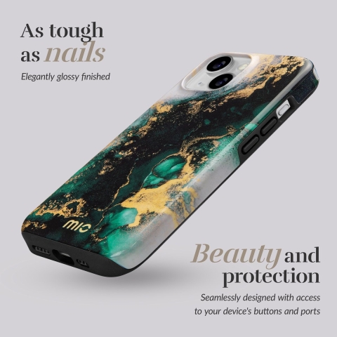 MIO By Mobilize Magsafe Compatible Telefoonhoesje Voor Apple Iphone 16 Pro Green Marble