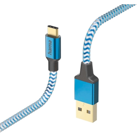 Hama Oplaadkabel Reflective USB-A - USB-C 1,5 M Nylon Blauw