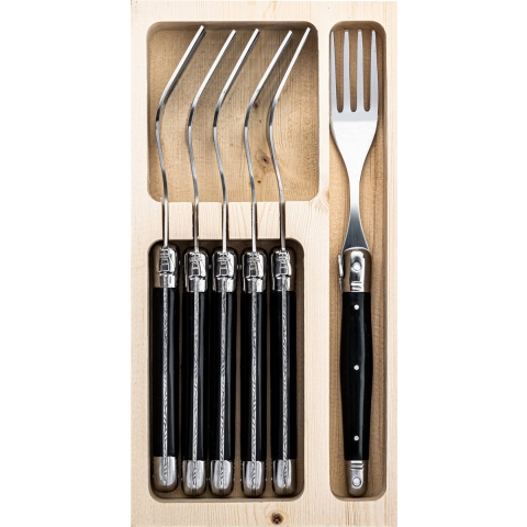 Laguiole Style de Vie Steakvorken Premium Line Zwart - 6 stuks