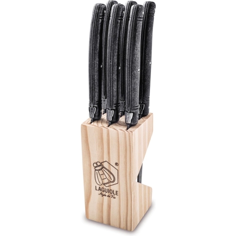 Laguiole Style de Vie Steakmessen Premium Line Black Stonewash - 6 stuks