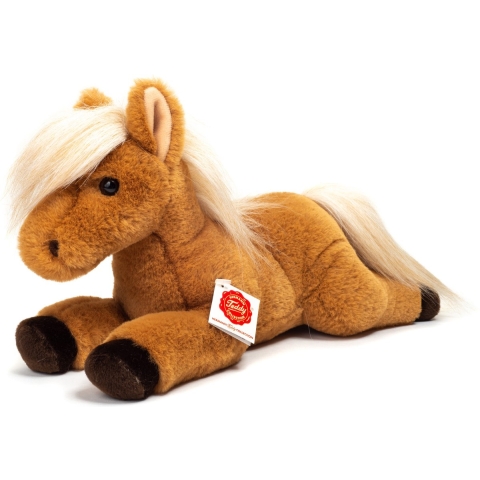 Knuffeldier Paard liggend - zachte pluche stof - premium kwaliteit knuffels - lichtbruin - 34 cm -