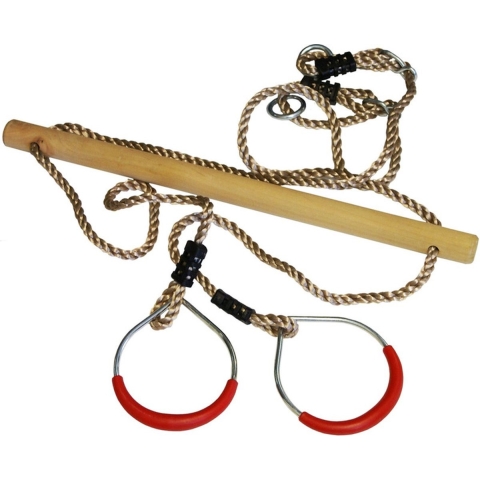 Kinder speeltoestel trapeze met ringen rood 16 x 21 cm -
