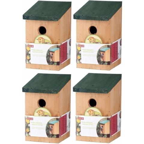 4x Vogelhuisjes houten nestkastjes van 22 cm -