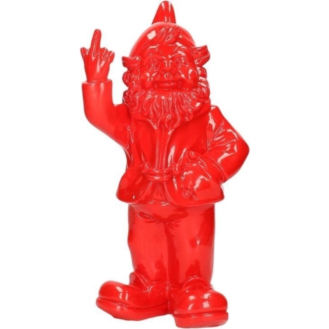 Stoobz design Tuinkabouter - rood - fuck you middelvinger - 30 cm -
