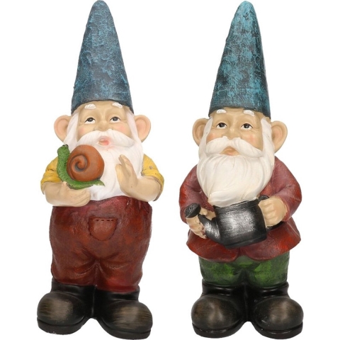 2x Tuinkabouter beelden Simon met slak en Gerard met gieter 29 -