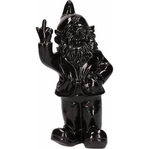 Stoobz design Tuinkabouter - zwart - fuck you middelvinger - 30 cm -