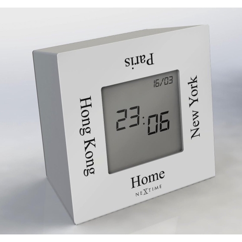 NeXtime NE-5190WI Alarmklok 7,4x4x7,4cm Metaal, Wit, 'Turn4Time'