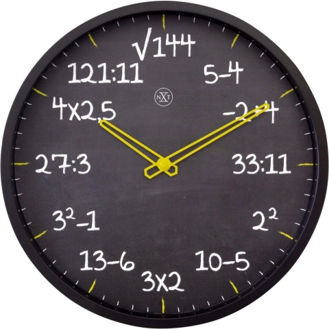 NeXtime NX-7363ZW Reken Wandkllok - 30cm -Stille Klok- Rekenformule Design - NXt By - "Maths"