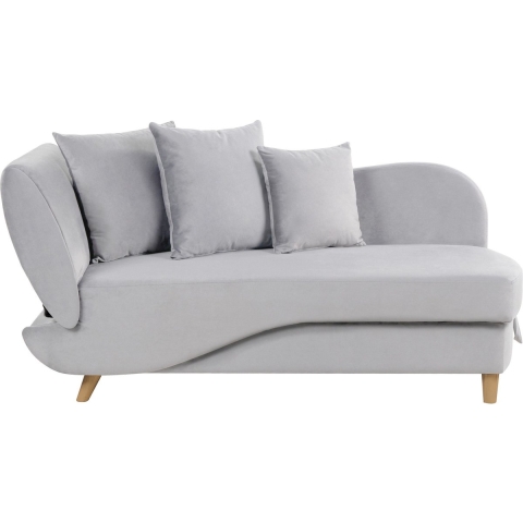 Beliani-MERI II-Chaise longue opberg-Lichtgrijs-Linkerzijde-Fluweel