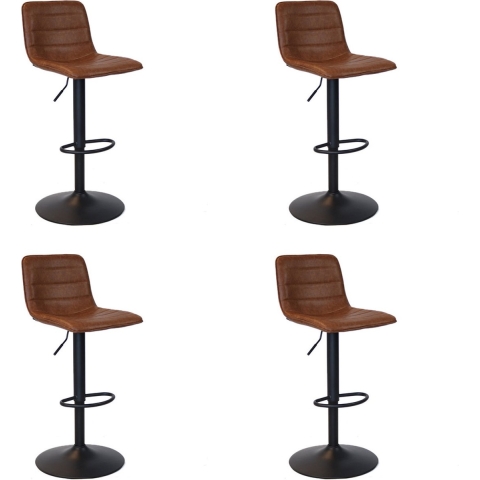 Bronx71 Industriële Barkruk Boston leer cognac 60 - 76 cm - draaibaar