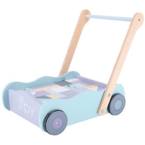 Jipy Houten Blokkenkar met Blokken Paars/Blauw