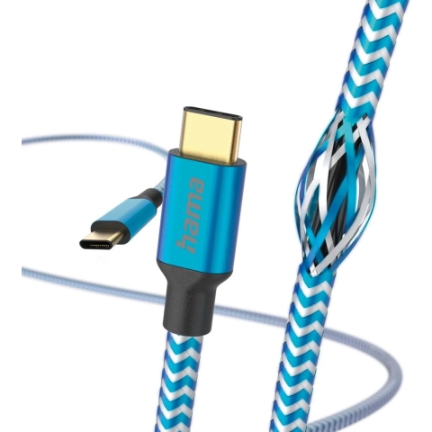 Hama Oplaadkabel Reflective USB-C - USB-C 1,5 M Nylon Blauw