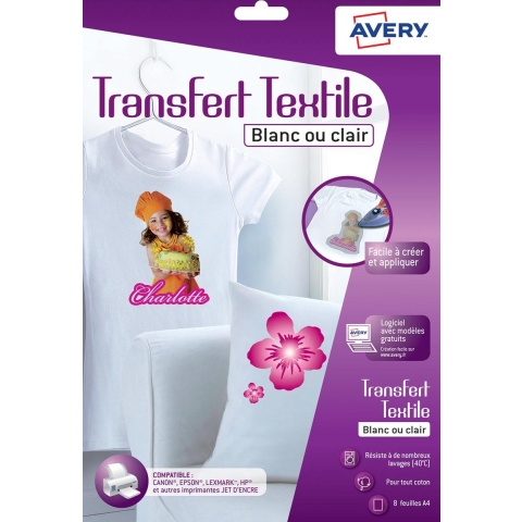 Avery AV-C9405-8 Transferfolie T-shirt A4 Transparant Doos A 8 Vel