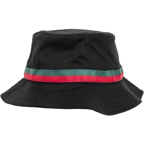 Flexfit FX5003S Stripe Bucket Hat - Black/Fire Red/Green - One Size