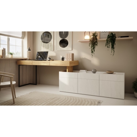 Meubella Bureau Floren - Grijs - 3 lades