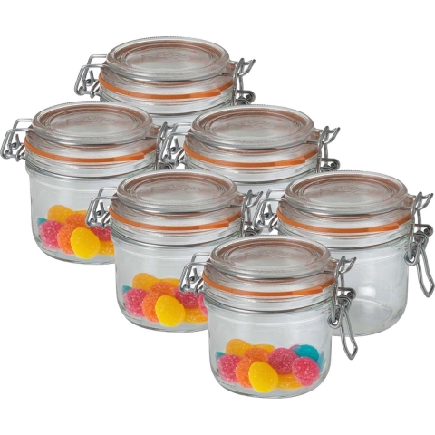 Voorraad/weckpot - 6x - transparant - glas - 8,5 x 7 cm - 200 ml - Le Parfait -