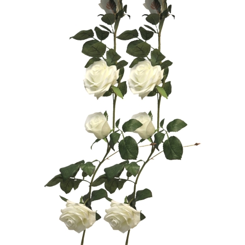 Kunstbloemen slinger rozen Emily - 2x - 145 cm - wit - guirlande - decoratie - bruiloft versiering -