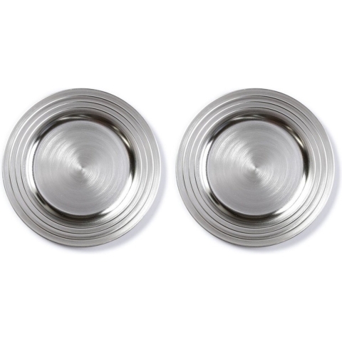 6x Diner/kerstdiner borden/onderborden zilver 33 cm rond -